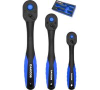 DAKCOS Socket Wrench Set 1/4" 3/8" 1/2" Drive Ratchet with Quick Release Composite Offset Handle Reversible Spanner 72 Teeth
