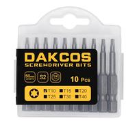 DAKCOS T10 Torx Bit, 10PCS Impact Driver Bits, 1/4" Screwdriver Bit Sets, Premium S2 Alloy Steel Bits, 50mm Long