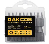 DAKCOS T10 Torx Bit, 20PCS Impact Driver Bits, 1/4" Screwdriver Bit Sets, Premium S2 Alloy Steel Bits, 25mm Long