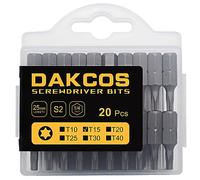 DAKCOS T15 Torx Bit, 20PCS Impact Driver Bits, 1/4" Screwdriver Bit Sets, Premium S2 Alloy Steel Bits, 25mm Long