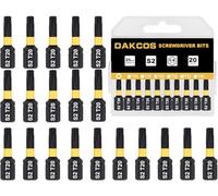 DAKCOS T20 Torx Bit, Impact Driver Bits, 1/4" Screwdriver Bit Sets, 20PCS Premium S2 Alloy Steel Bits, 25mm Long