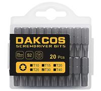 DAKCOS T30 Torx Bit, 20PCS Impact Driver Bits, 1/4" Screwdriver Bit Sets, Premium S2 Alloy Steel Bits, 25mm Long