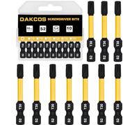 DAKCOS T30 Torx Bit, Impact Driver Bits, 1/4" Screwdriver Bit Sets, 10PCS Premium S2 Alloy Steel Bits, 50mm Long