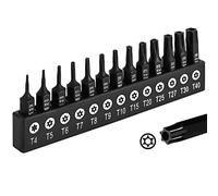 DAKCOS T4 - T40 Tamper Proof Torx Bit Set, 13-Piece Security Star Bits, 25mm Long, Premium S2 Alloy Steel