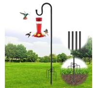 DAKEPOLE 155cm Bird Feeder Pole Stand Shepherd Hooks for Outdoor, 5-Prong Base, Heavy Duty Splicing Adjustable Hooks - Feeder Pole for Hanging Flower Baskets, Lanterns, Lights & Wind Chimes
