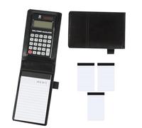 Dakexiong A7 Notebook with Calculator, Mini Notebook Set Includes 1 Black Leather Notebook with 50 Sheets of Lined Paper, 3 Replacement Notepad Memo Book Refills with 30 Lined Paper Per Note Pad