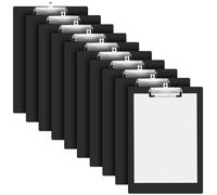 DAKFOOK 10 Pack A4 Black Clipboards, Plastic File Clip Boards with Metal Clip and Hanging Hole, A4 Writing Boards for Office Home Supplies
