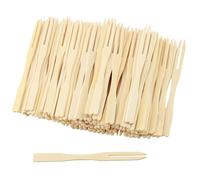 DAKFOOK 1000 Pcs Disposable Bamboo Fruit Forks, 9 x 0.7cm Two Prongs Mini Bamboo Food Picks Blunt-end Forks for Party Banquet Buffet