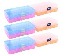 DAKFOOK 12 Pack 15 Grid Bead Organiser Storage Box,Colored Craft Bead Storage Boxes with Removable Compartments, Bead Jewellery Divider Organizer Box for Crafts Sewing Art Diamond Screws
