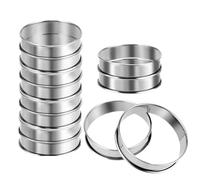 DAKFOOK 12 Pcs 10cm Stainless Steel English Muffin Rings Non Stick, Double Rolled Ring for Mousse, Cookies, Eggs