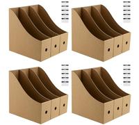 DAKFOOK 12 Pcs Magazine File Holder, 26 x 9 x 27cm Cardboard Magazine Holders Document Organiser Holders, A4 Kraft Paper Files Storage Holder for Office and Home