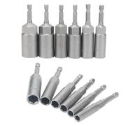 DAKFOOK 12PCS Deepen Hexagon Sockets Set, 6-19mm Hex Shank Nut Setter Driver, 1/4 Inch Hex Drill Bit Set for Screwdriver, 80mm Length