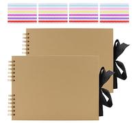 DAKFOOK 2 Pack 29 x 21.5 cm Scrapbook Photo Albums, 80 Pages Hardcover Kraft Memory Scrapbook, DIY Scrap Book for Wedding Travel Cherished Moments DIY Craft Scrapbooking