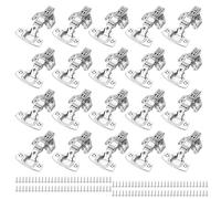 DAKFOOK 20 Pcs Cabinet Hinges, Stainless Steel Kitchen Door Hinge Full Overlay Cupboard Hinges with Screws, Stainless Steel Mute Soft Close Hinges for Kitchen Cupboards Bathroom Bedroom
