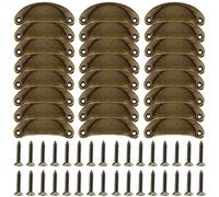 DAKFOOK 24 Pcs Antique Brass Cabinet Door Handles, Retro Shell Metal Cup Drawer Handles with Screws, Vintage Kitchen Cupboard Handles, Semi-Circular Furniture Pull Knobs