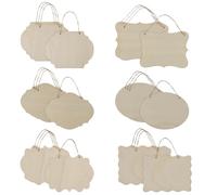 DAKFOOK 24 PCS Unfinished Blank Wood Signs, 6 Designs Wooden Hanging Plaques with String, Wood Craft Signs Natural Wooden Plaques for Painting, Home Decor, Christmas Ornaments