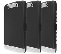 DAKFOOK 3 Pack A4 Plastic Clipboard with Storage, Black A4 Clipboards Folder with Separate Pen Compartment, Portable Clipboard for File Store