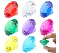 DAKFOOK 32 Pcs 4cm Big Acrylic Diamond Gems, Multicoloured Pirate Jewels Treasure, Large Plastic Treasure Chest Gems Party Favors for DIY Projects, Decorations