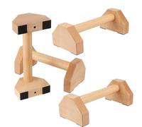 DAKFOOK 4 Pack 150kg Wooden Parallettes Bars Gravity Fitness, Portable Pushup Bars with Non-Slip Base for Calisthenics Training, Aerobics, Bodybuilding