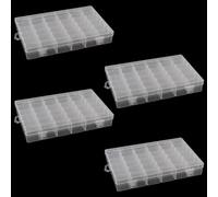 DAKFOOK 4 Pack 36 Grid Bead Organiser Storage Box, Clear Craft Bead Storage Boxes with Removable Compartments, Jewellery Divider Organizer Box for Crafts Sewing Art Diamond Screws