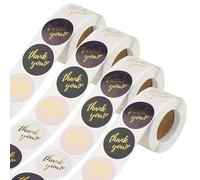 DAKFOOK 4 Rolls 2000 Pcs 1.5 Inch Thank You Stickers, 38mm Self Adhesive Round Paper Label Stickers, 4 Colours Adhesive Labels for Greeting Cards, Small Business Packages, and Crafts