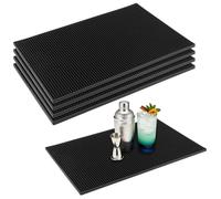 DAKFOOK 5 Pack 18 x 12 Inch Black Bar Mats, Non-Slip Coffee Bar Mat, Service Bar Mats, Drink Coasters for Home Bar Kitchen Restaurant Desk Counter