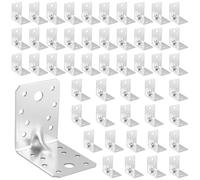 DAKFOOK 50 Pack Heavy Duty Angle Brackets (70 x 70 x 55 x 1.8mm) with Ribbed Reinforcement, Corner Braces Brackets, L Shaped Bracket for Wood and Metal Joining Fixing