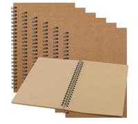DAKFOOK 6 PCS A5 Brown Sketchbook, 100 Pages/50 Sheets Spiral Bound Plain Notebook, 80gsm Blank Drawing Sketch Pad for Painting, Doodling, Sketching