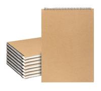 DAKFOOK 8 Pcs A3 Sketchbooks, 30 Sheets/60 Pages Up Flip Spiral Bound Sketch Pads, A3 Drawing Pad, Kraft Cover Art Scrapbooks for Drawing and Taking Notes