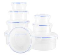 DAKFOOK 8 PCS Plastic Meal Prep Containers Airtight, 4 Sizes Food Containers with Lids, Round Food Storage Containers Reusable for Microwave, Freeze Use and Lunch, Fruit, Soup, Snack Storage