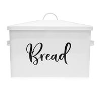 DAKFOOK Large Bread Bin with Lid, White Metal Bread Storage Box, Bread Storage Container for Kitchen Sourdough Pastries Snacks