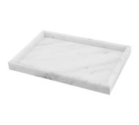 DAKFOOK White Marble Stone Tray, 30 x 20cm Rectangle Bathroom Vanity Organiser Tray for Coffee Table, Kitchen Counter