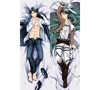 Dakimakura Levi Ackerman Anime Hugging Body Pillow Case Cover Peach Skin Pillowcase (59.1x19.7in/150x50cm)