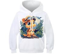 DAKINCHERRY Dinosaur Unisex Kids Hoodie 3D Print Sweatshirt Kids Hooded Cute Dinosaur Pullover with Pocket 11-13Y