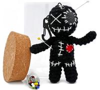 Dakita Voodoo Doll in Glass (10 cm, Handmade) with Needles as a Funny Gift for Friends and Colleagues | Wedding or Farewell Gift (Black, 10 cm)