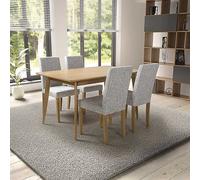 Dakota 1.4m Oak Table & 4 Finley Chairs Natural