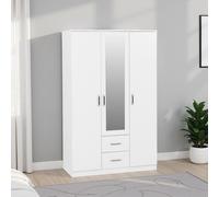 Dakota 3 Door 2 Drawer Mirrored Wardrobe - White