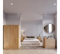 Dakota 3 Door Wardrobe Bedroom Set - Oak Effect