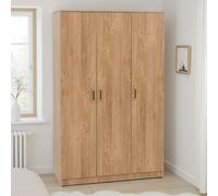 Dakota 3 Door Wardrobe Oak Effect Modern Storage Hanging Rail Freestanding