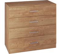 Dakota 4 Drawer Chest Oak Effect Metal Handles and Drawer Runners