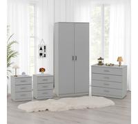 Seconique Dakota 2 Door Wardrobe Bedroom Set - Light Grey