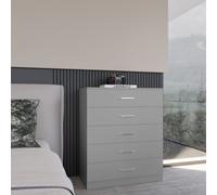 Dakota 5 Drawer Chest of Drawers Light Grey Metal Drawer Runners and Handles