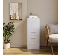 Seconique Dakota 5 Drawer Narrow Chest Of Drawers White
