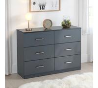 Seconique Dakota 6 Drawer Chest Of Drawers Dark Grey