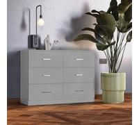 Dakota 6 Drawer Chest of Drawers Light Grey Metal Drawer Runners and Handles
