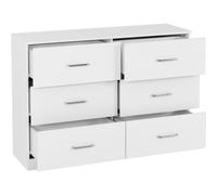 Dakota 6 Drawer Chest of Drawers White Metal Drawer Runners and Handles