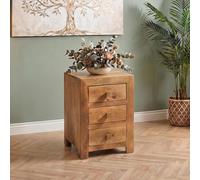 Dakota Bedside Cabinet - 3 Drawer - Light Mango Wood
