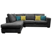 Dakota Fabric Left Grey Corner Sofa Suite
