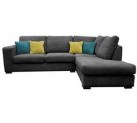 Dakota Fabric Right Grey Corner Sofa Suite