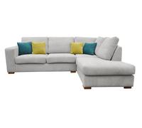 Dakota Fabric Right Light Grey Corner Sofa Suite